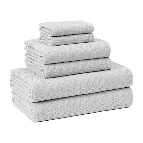 Town And Country Small Waffle Woven Terry Stripe 6-pc. Quick Dry Bath Towel Set