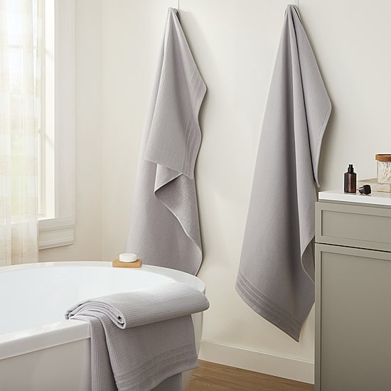 Town And Country Small Waffle Woven Terry Stripe 4-pc. Quick Dry Bath Towel Set