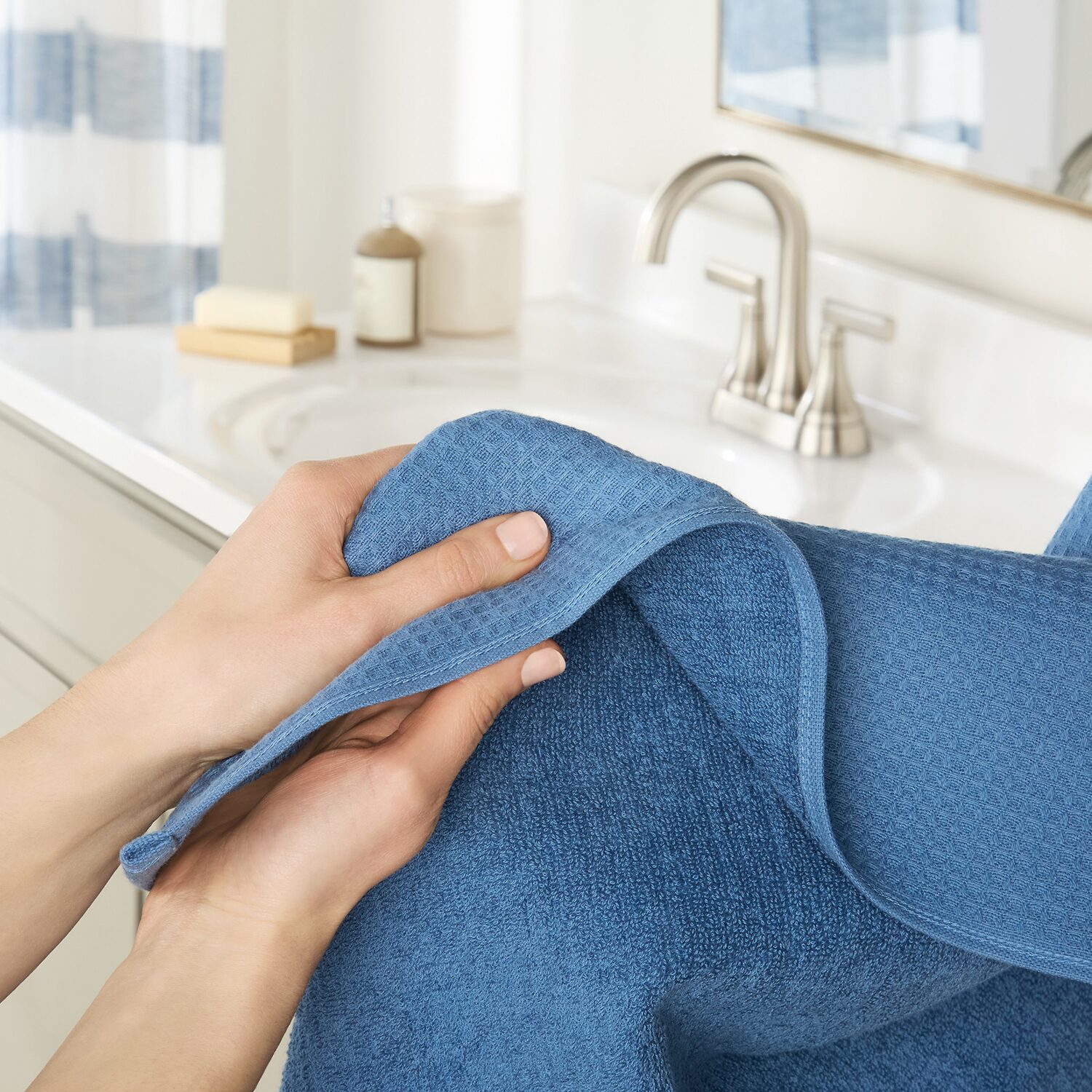 Town And Country Small Waffle Woven Terry Stripe 4-pc. Quick Dry Bath Towel Set