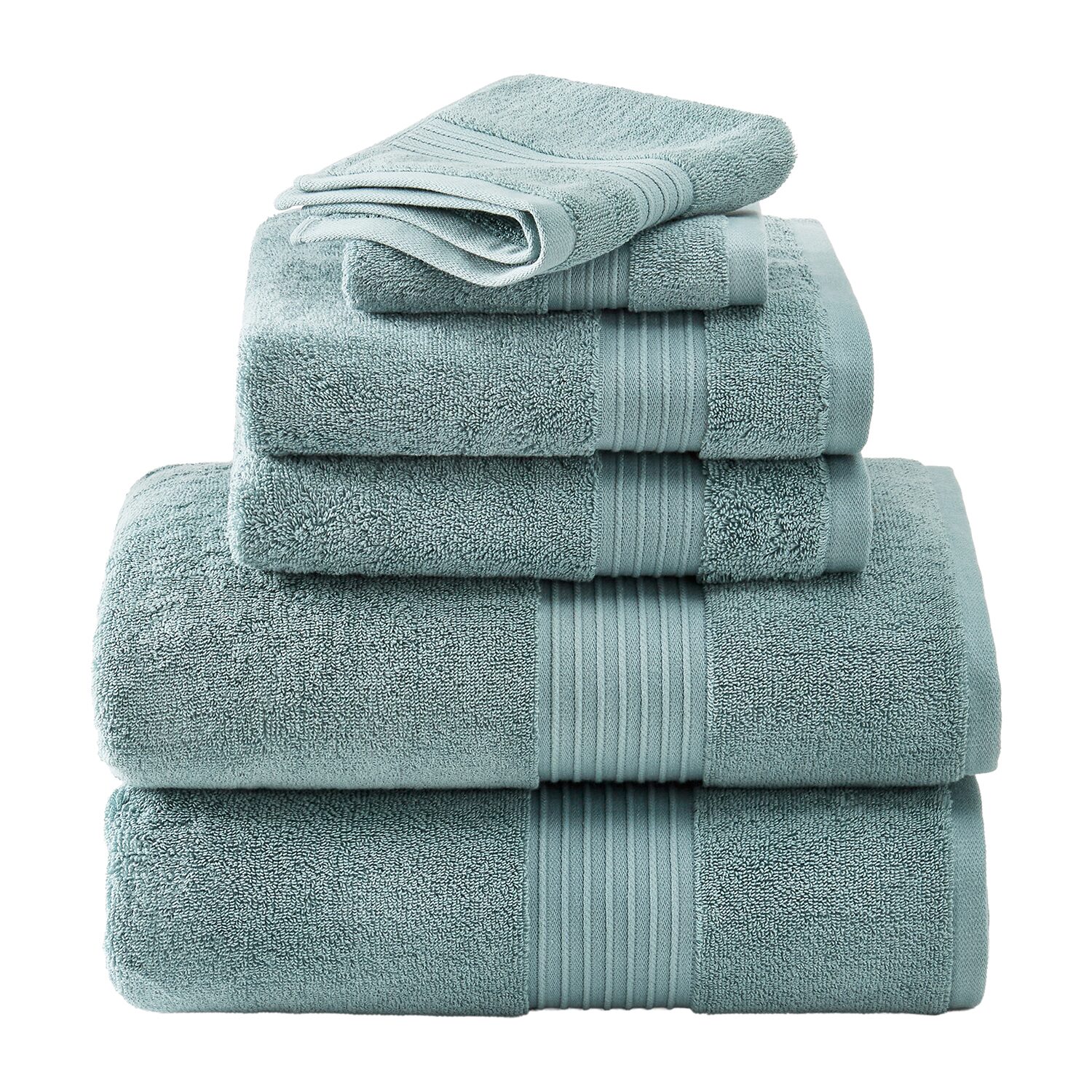 Town And Country Solid Dobby Border 6-pc. Quick Dry Bath Towel Set