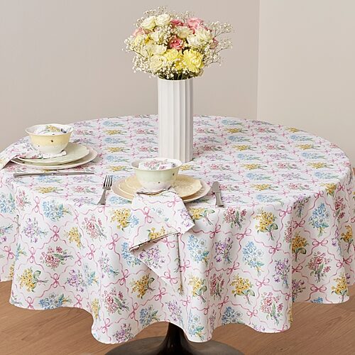 Lenox Bouquet Ribbon 70" Round Tablecloth, One Size, Multiple Colors