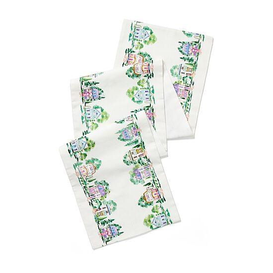 Lenox Spice Village Print Embroidered Table Runner
