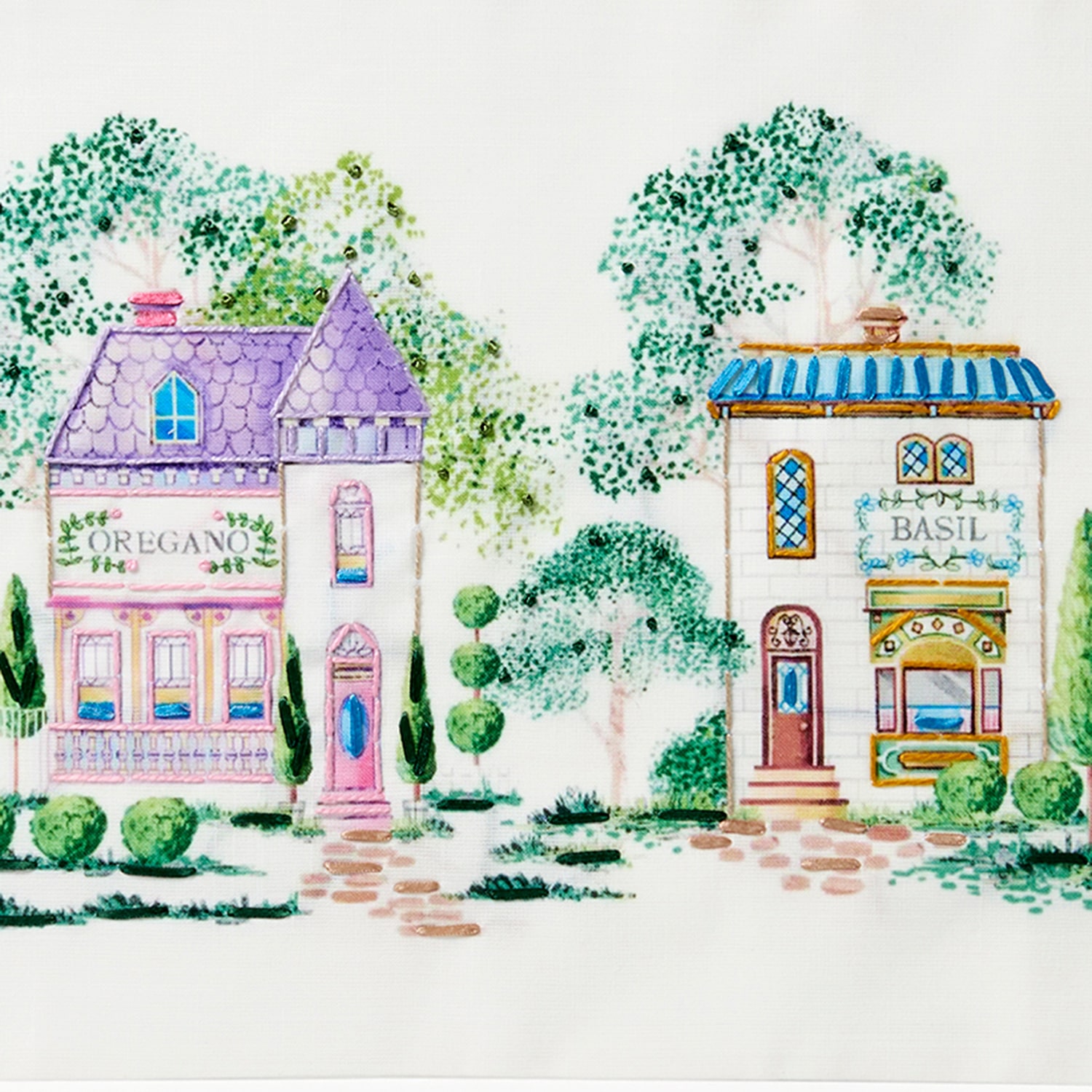 Lenox Spice Village Print Embroidered Table Runner