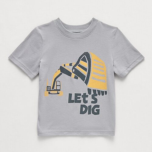 Okie Dokie Toddler & Little Boys Round Neck Short Sleeve Regular Fit Graphic T-Shirt, 7, Gray