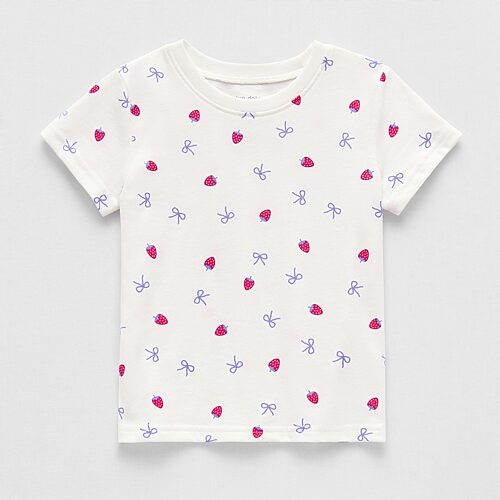 Okie Dokie Toddler & Little Girls Round Neck Short Sleeve Regular Fit Graphic T-Shirt, 5t, White