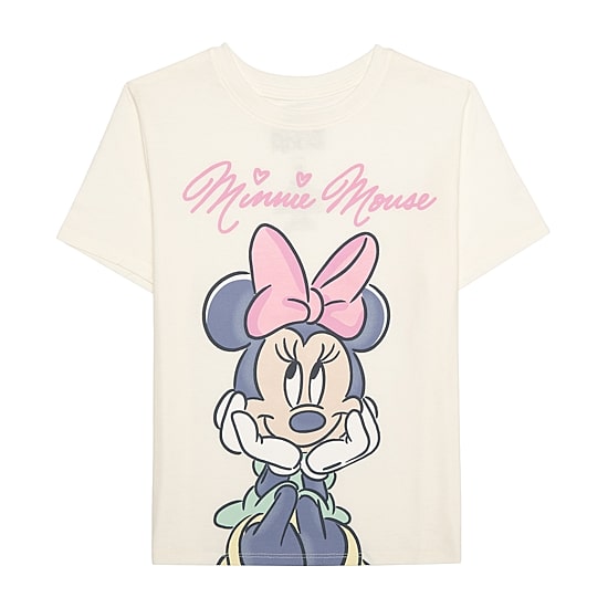 Disney Collection Girls Crew Neck Short Sleeve Regular Fit Minnie Mouse Graphic T-Shirt