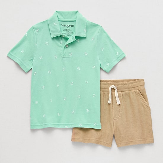 Thereabouts Polo Little Boys Jersey 2-pc. Short Set