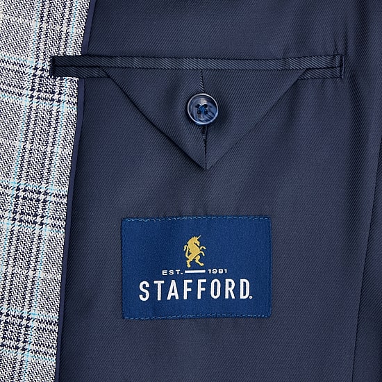 Stafford Mens Plaid Classic Fit Sport Coat