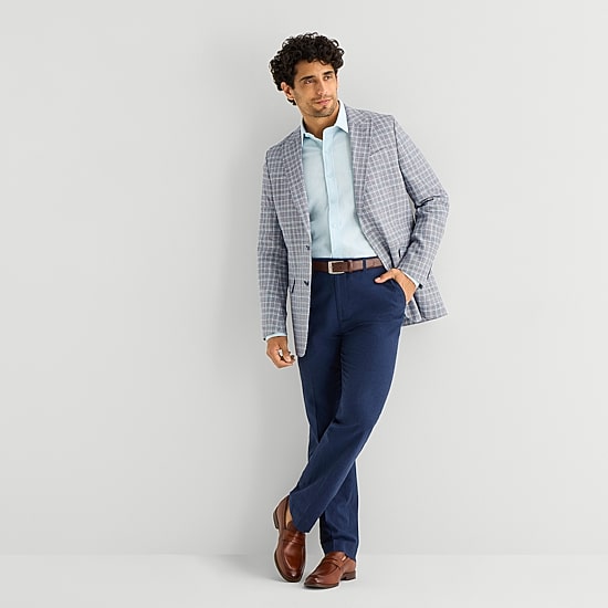Stafford Mens Plaid Classic Fit Sport Coat