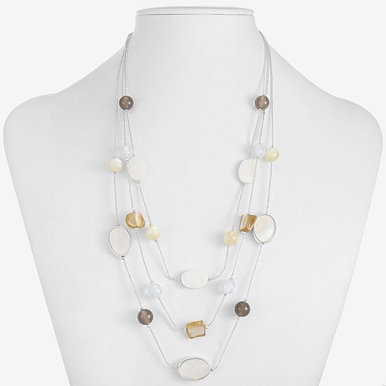 Liz Claiborne Womens White Mother Of Pearl 18 Inch Strand Necklace