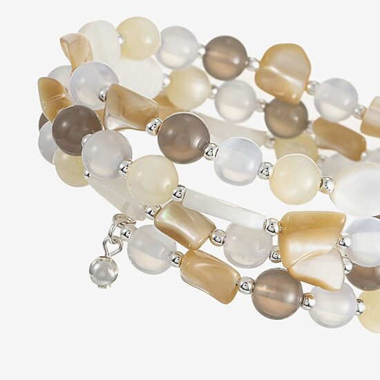 Liz Claiborne Womens White Mother Of Pearl Wrap Bracelet