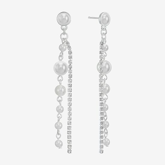 Monet Jewelry Timeless Womens Glass Simulated Pearl Round Hypoallergenic Drop Earrings