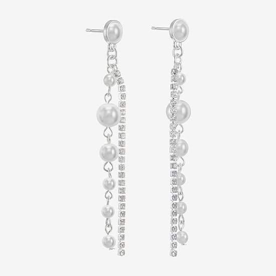 Monet Jewelry Timeless Womens Glass Simulated Pearl Round Hypoallergenic Drop Earrings