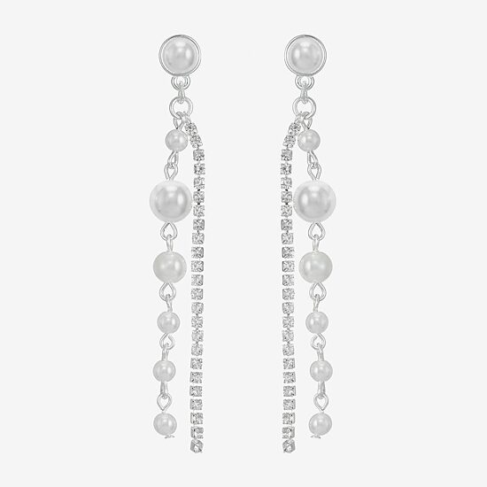 Monet Jewelry Timeless Womens Glass Simulated Pearl Round Hypoallergenic Drop Earrings