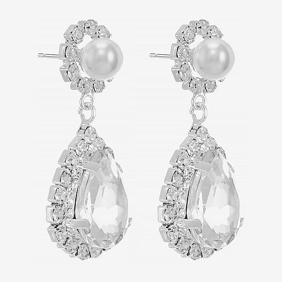 Monet Jewelry Timeless Womens Glass Simulated Pearl Hypoallergenic Drop Earrings