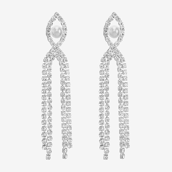 Monet Jewelry Timeless Womens Glass Simulated Pearl Hypoallergenic Drop Earrings