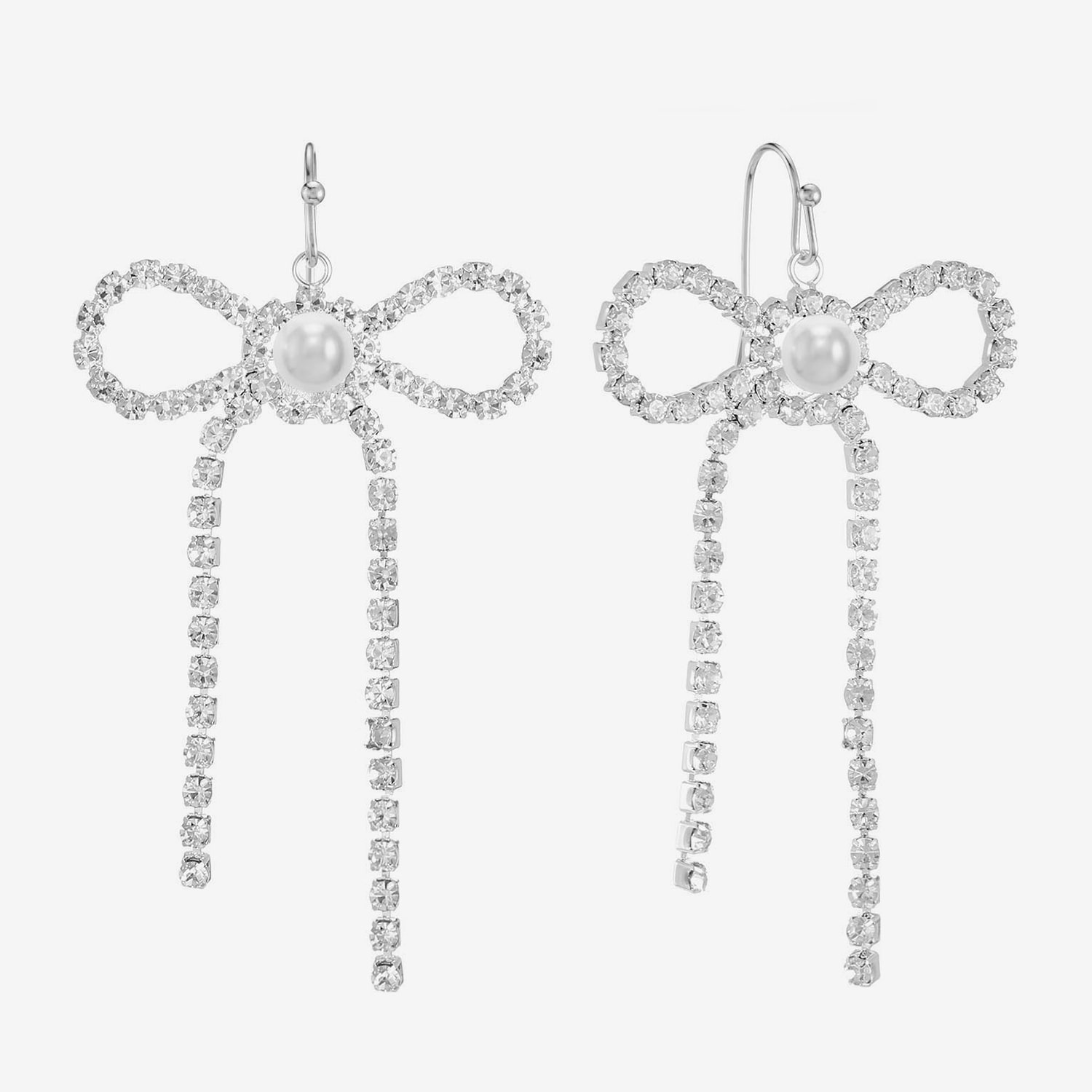 Monet Jewelry Timeless Womens Glass Simulated Pearl Bow Drop Earrings