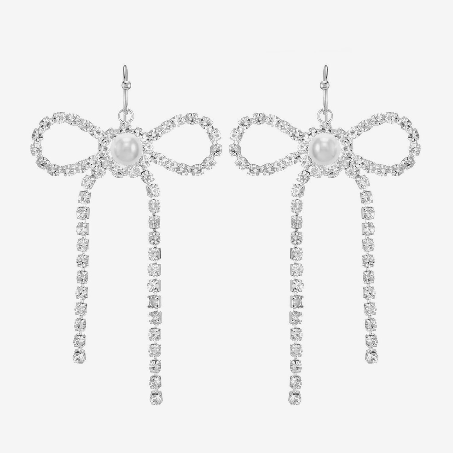 Monet Jewelry Timeless Womens Glass Simulated Pearl Bow Drop Earrings