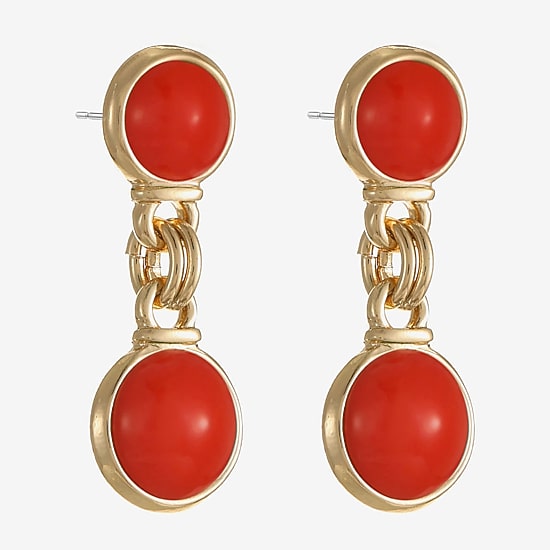 Monet Jewelry Womens Green Round Hypoallergenic Drop Earrings