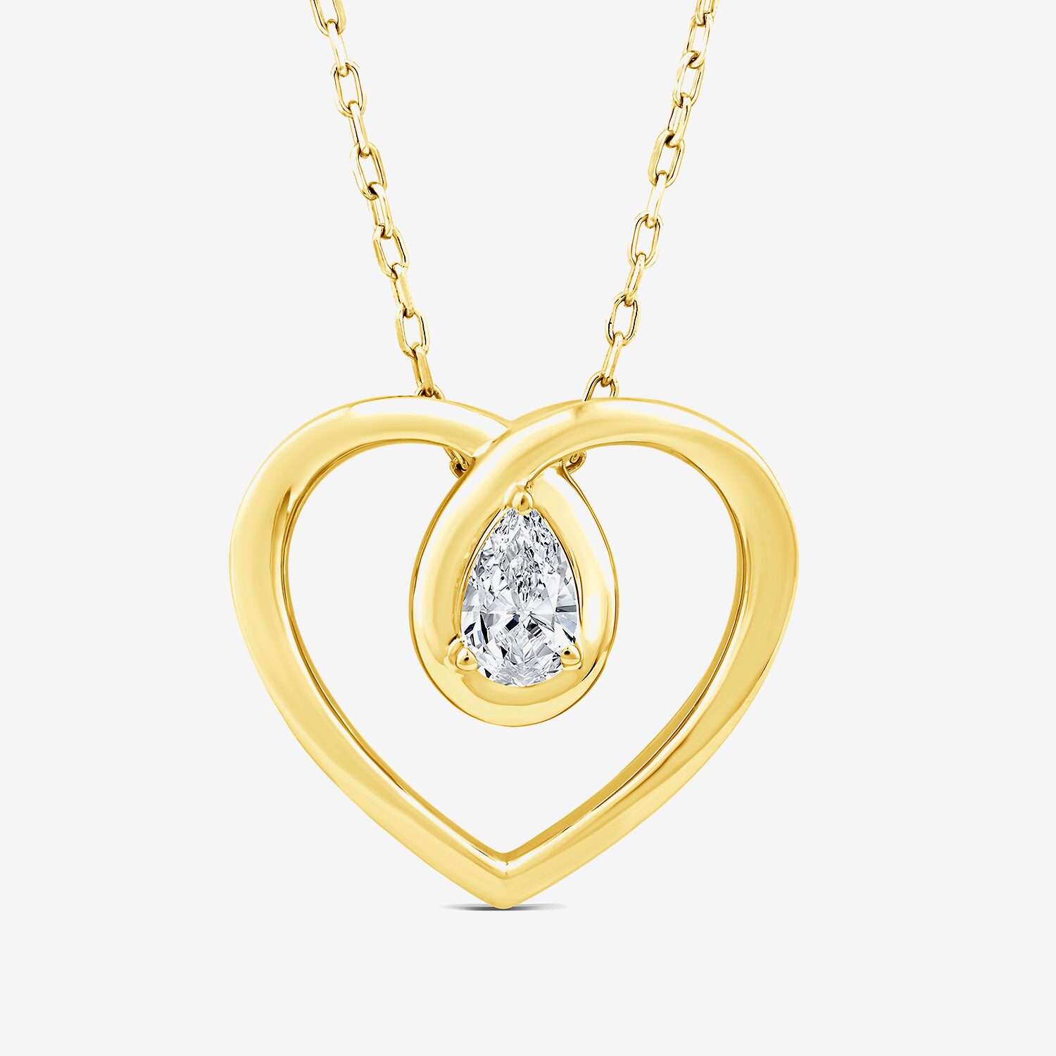 (F/Si1) Womens 1/4 CT. T.W. Lab Grown White Diamond 14K Gold Over Silver Heart 18 Inch Pendant Necklace