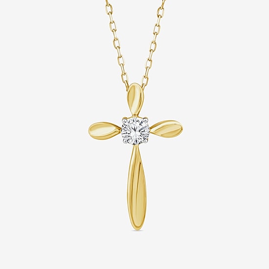 Cross (F/Si2) Womens 1/4 CT. T.W. Lab Grown White Diamond 14K Gold Over Silver Cross 18 Inch Pendant Necklace