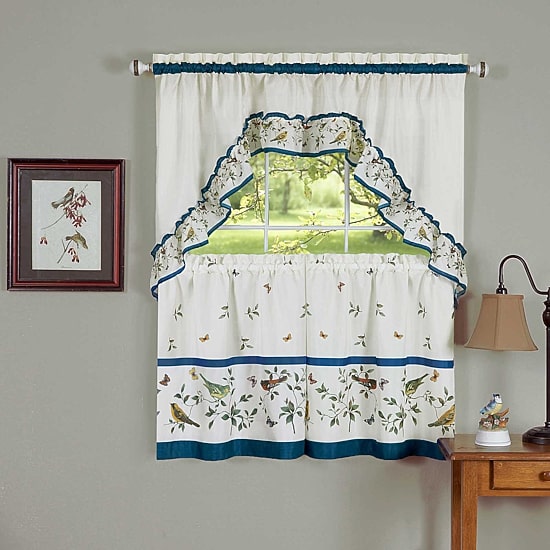 Lovebirds 3-pc. Rod Pocket Kitchen Curtains & Drapes Window Set