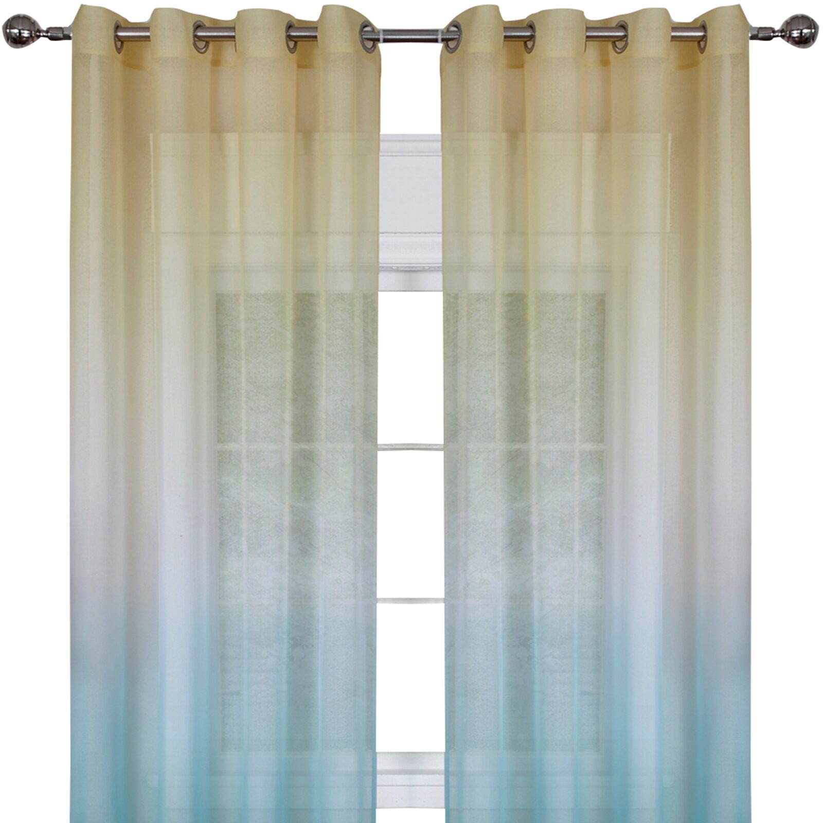 Rainbow Grommet Top Sheer Single Curtain Panel