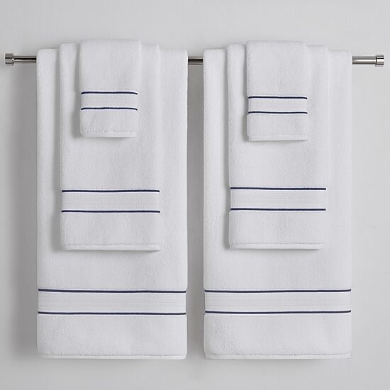 Fieldcrest Luxury Egyptian Cotton Loops Border Stripe Bath Towel