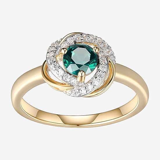 Womens Lab Created Green Quartz 18K Gold Over Silver Knot Cocktail Ring