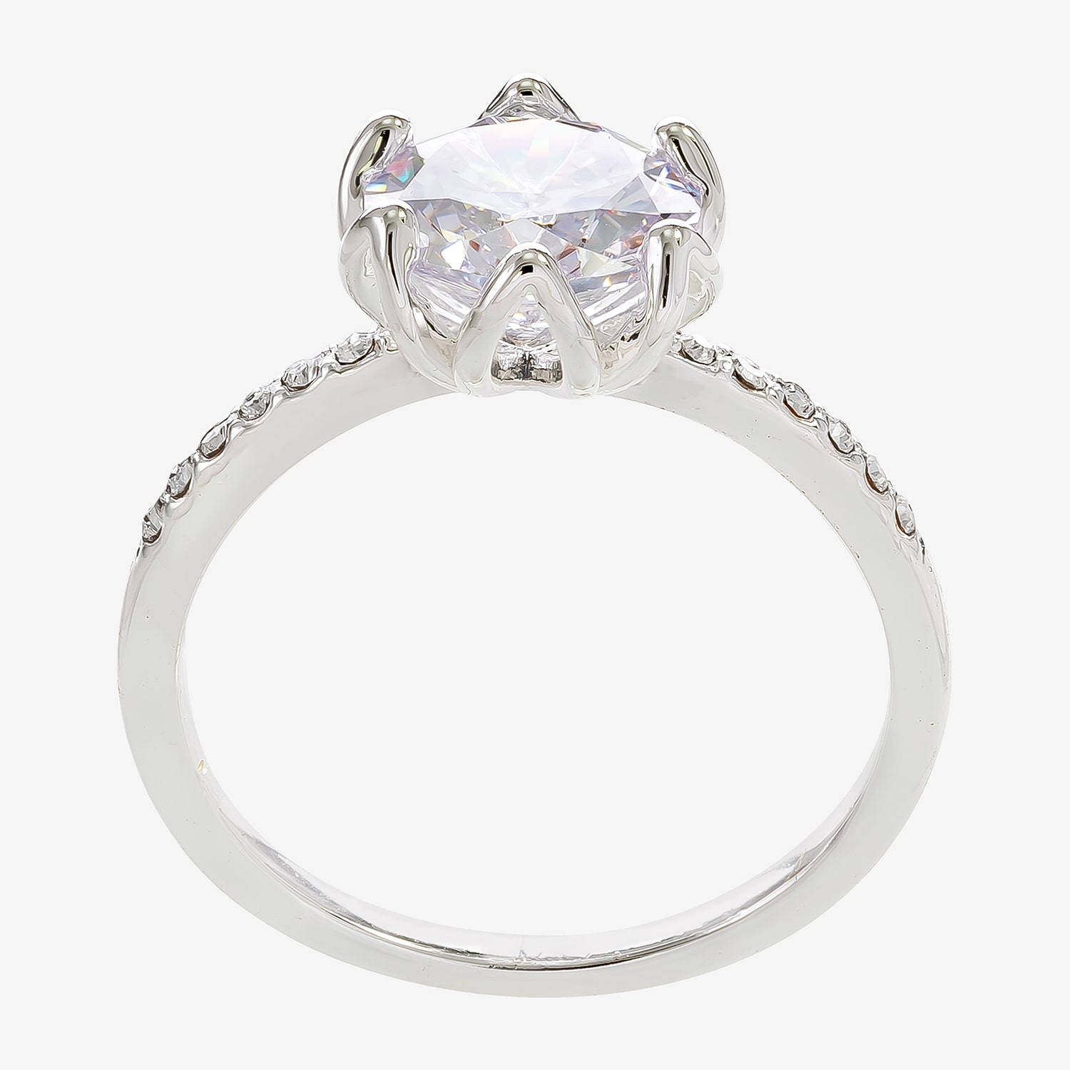 Sparkle Allure Womens Cubic Zirconia Pure Silver Over Brass Flower Cocktail Ring