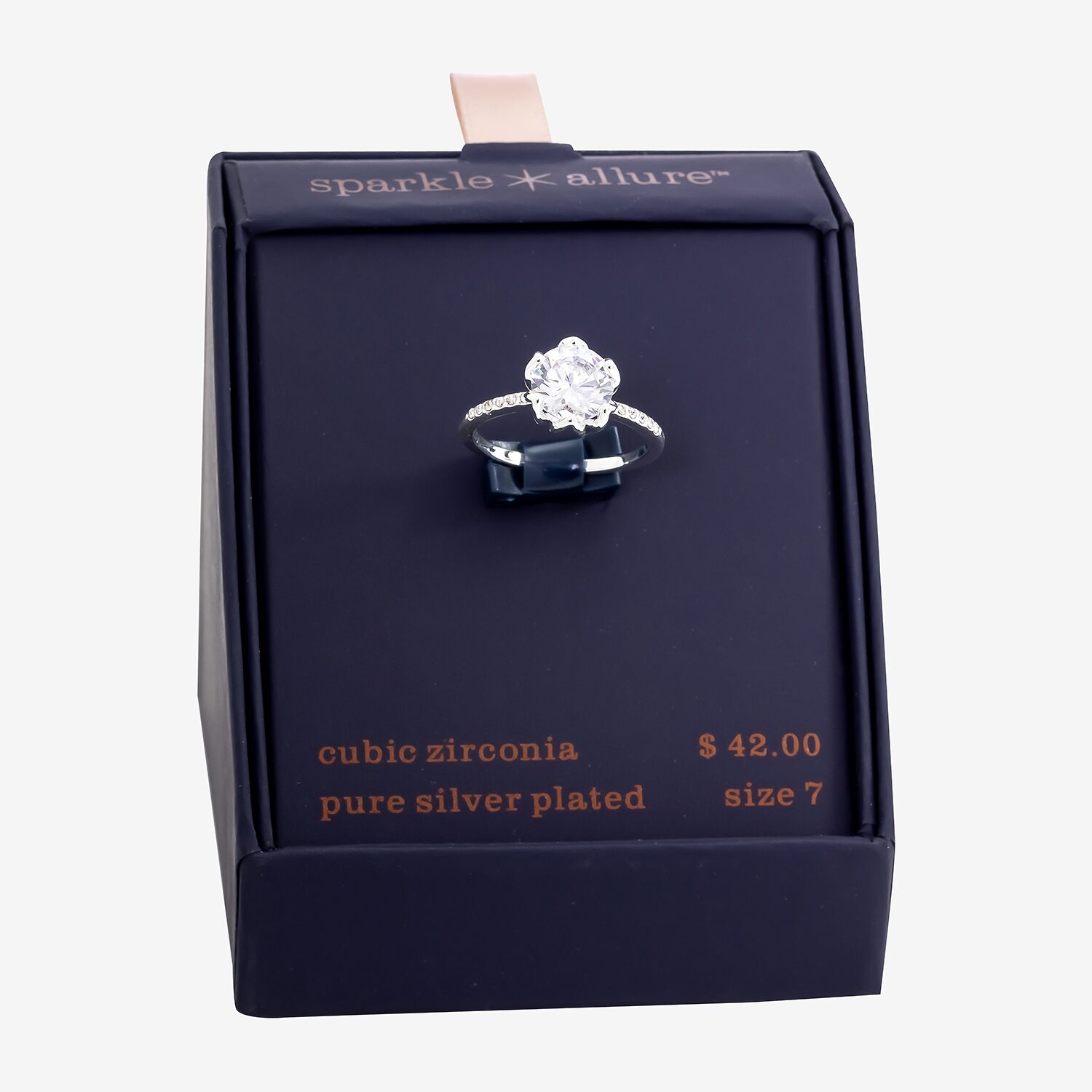 Sparkle Allure Womens Cubic Zirconia Pure Silver Over Brass Flower Cocktail Ring