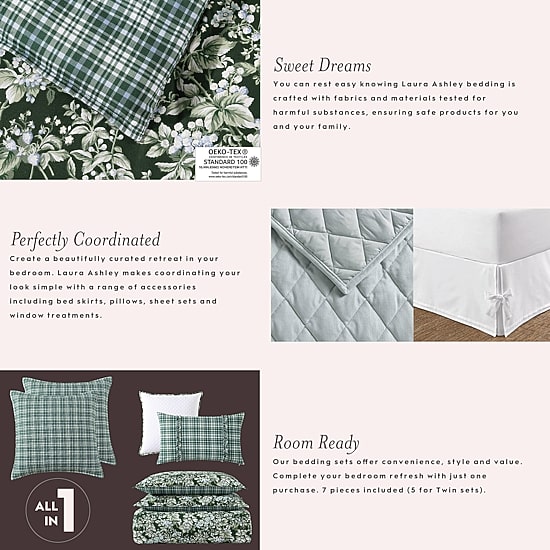 Laura Ashley Branch Toile 7-pc. Midweight Comforter Set