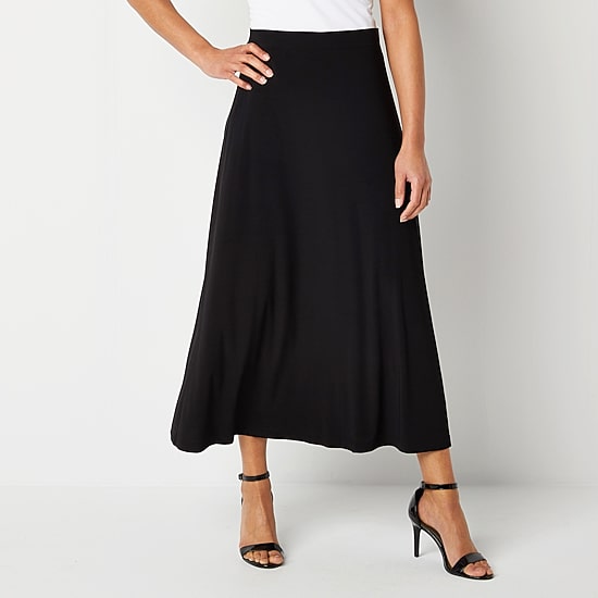 Black Label by Evan-Picone Knit Womens Mid Rise Maxi Skirt