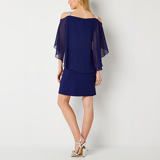 MSK Womens Square Neck Short Sleeve Embellished Sheath Dress