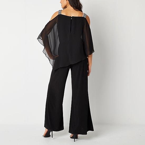 MSK Womens Straight Neck Short Sleeve Jumpsuit