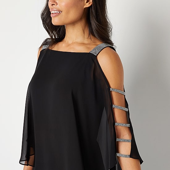 MSK Womens Straight Neck Short Sleeve Jumpsuit