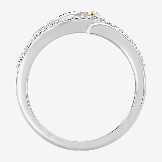 Enchanted Disney Fine Jewelry Womens 1/10 CT. T.W. Genuine Blue Sapphire 14K Gold Over Silver Moana Cocktail Ring