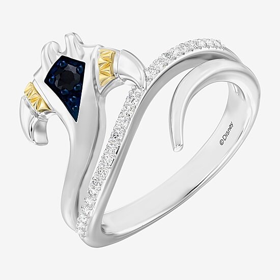 Enchanted Disney Fine Jewelry Womens 1/10 CT. T.W. Genuine Blue Sapphire 14K Gold Over Silver Moana Cocktail Ring