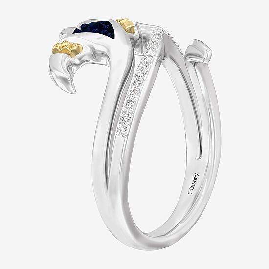 Enchanted Disney Fine Jewelry Womens 1/10 CT. T.W. Genuine Blue Sapphire 14K Gold Over Silver Moana Cocktail Ring