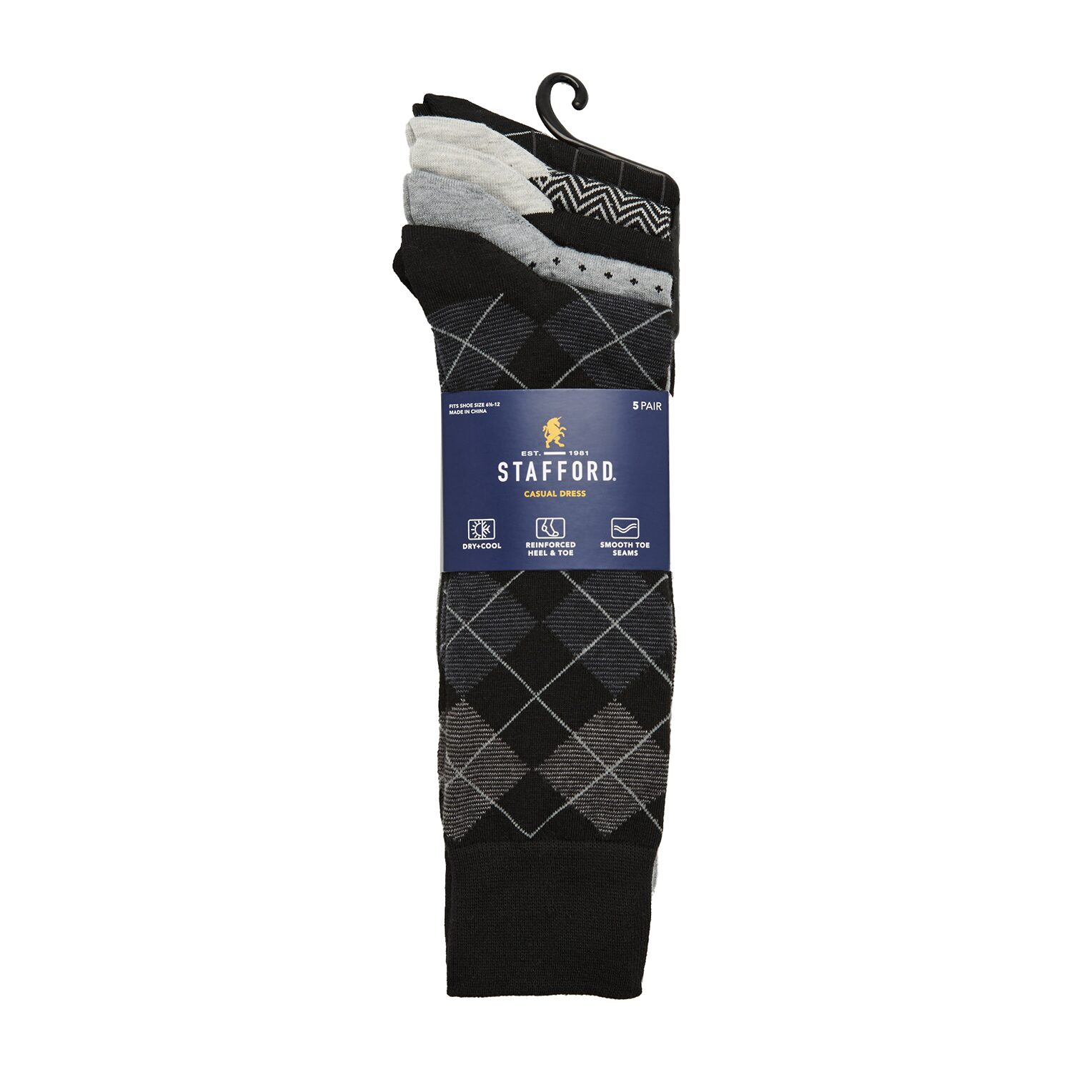 Stafford Casual Dress Mens 5 Pair Crew Socks