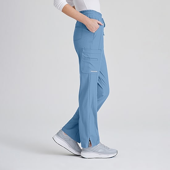 Skechers Skp623 Gamma 6-Pocket Mid-Rise Tapered Leg Womens Tag Free Stretch Fabric Moisture Wicking Scrub Pant