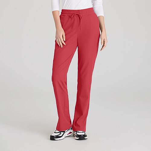 Skechers Skp623 Gamma 6-Pocket Mid-Rise Tapered Leg Womens Petite Tag Free Stretch Fabric Moisture Wicking Scrub Pant, Petite Xx-large, Red