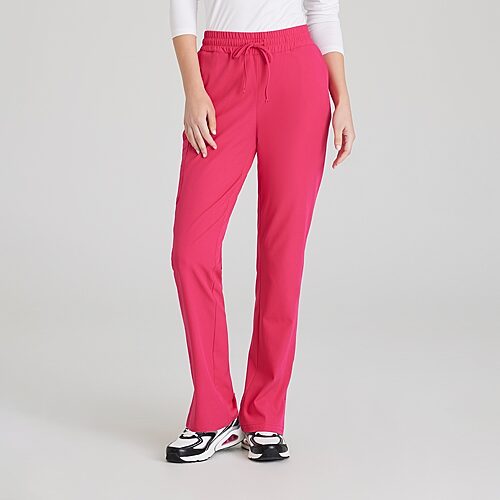 Skechers Skp623 Gamma 6-Pocket Mid-Rise Tapered Leg Womens Tag Free Stretch Fabric Moisture Wicking Scrub Pant, Large, Pink