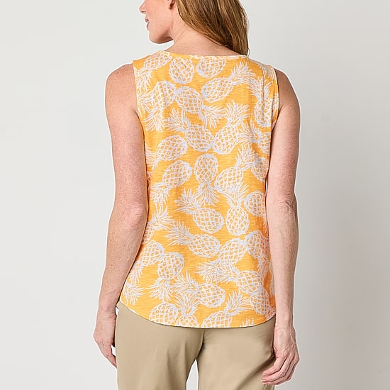 St. John's Bay Womens Keyhole Neck Sleeveless Tank Top