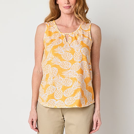 St. John's Bay Womens Keyhole Neck Sleeveless Tank Top
