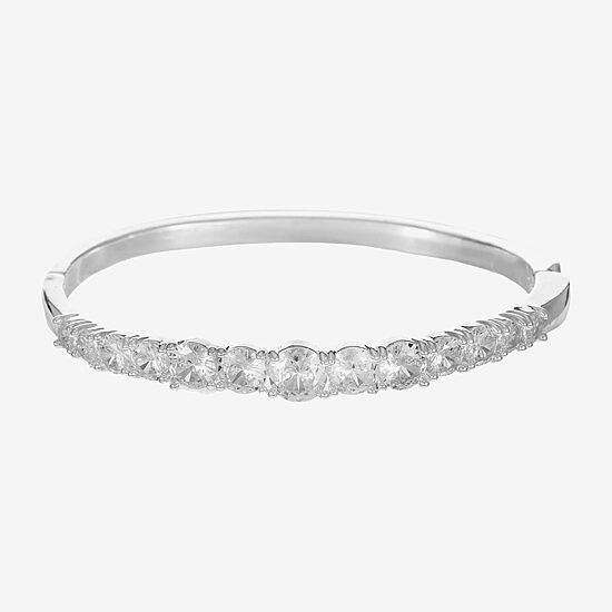 Sparkle Allure Graduated Womens Cubic Zirconia Pure Silver Over Brass Round Bangle Bracelet