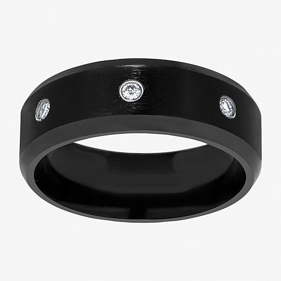(F / Si2) Mens 8MM 1/10 CT. T.W. Lab Grown White Diamond Titanium Wedding Band