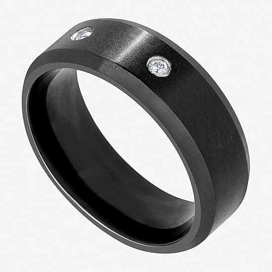 (F / Si2) Mens 8MM 1/10 CT. T.W. Lab Grown White Diamond Titanium Wedding Band
