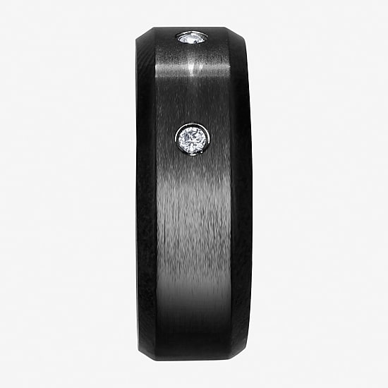 (F / Si2) Mens 8MM 1/10 CT. T.W. Lab Grown White Diamond Titanium Wedding Band