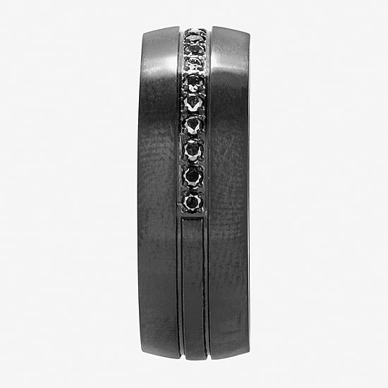 (F / Si2) Mens 8MM 1/3 CT. T.W. Genuine Black Diamond Platinum Wedding Band